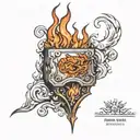 a burning painting wall tattoo design idea