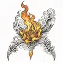 a burning painting wall tattoo design idea