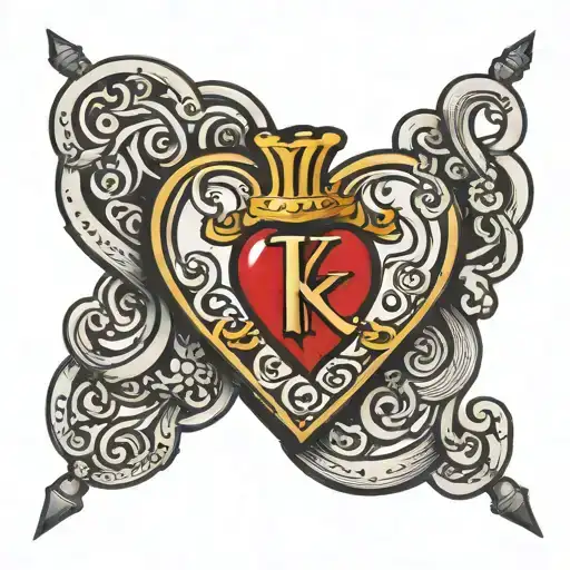 K of hearts with a dollar sign tattoo tattoo design idea
