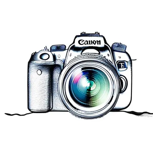 canon rebel T7 camera with lighthouse in the lens tattoo design idea