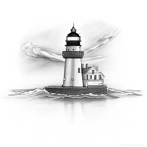 canon rebel T7 camera with lighthouse in the lens tattoo design idea