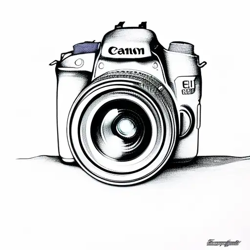 canon rebel T7 camera with lighthouse in the lens tattoo design idea