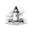 canon rebel T7 camera with lighthouse in the lens tattoo design idea