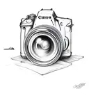 canon rebel T7 camera with lighthouse in the lens tattoo design idea