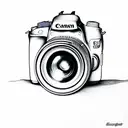 canon rebel T7 camera with lighthouse in the lens tattoo design idea