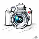 canon rebel T7 camera with lighthouse in the lens tattoo design idea