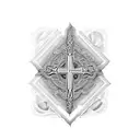 Christian Cross victorian style tattoo design idea