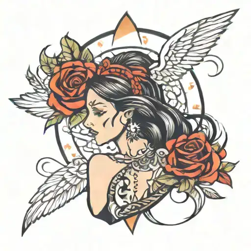 Woman of life, freedom, energizing and positive energy tattoo design idea