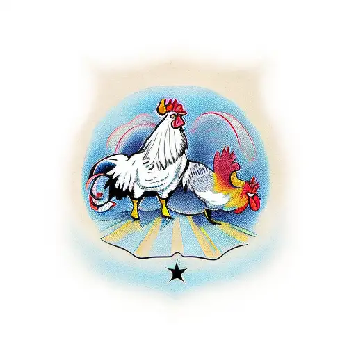 goat fighting a rooster tattoo design idea