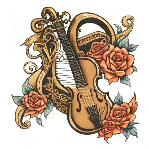 lyre and sable tattoo design idea