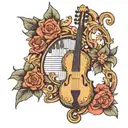 lyre and sable tattoo design idea