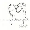 A heartbeat line from a heart monitor with a heart at the end and the letters "J" and "N" in the start tattoo design idea