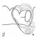 A heartbeat line from a heart monitor with a heart at the end and the letters "J" and "N" in the start tattoo design idea