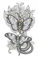 small snake in the shape of a butterfly  tattoo design idea