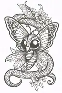 small snake in the shape of a butterfly  tattoo design idea