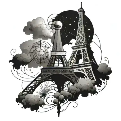Eiffel Tower connected to Si o se pole tattoo design idea