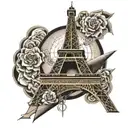 Eiffel Tower connected to Si o se pole tattoo design idea