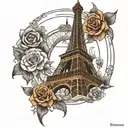 Eiffel Tower connected to Si o se pole tattoo design idea