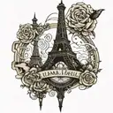 Eiffel Tower connected to Si o se pole tattoo design idea