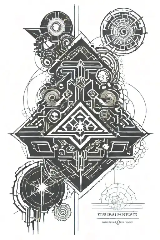 Polynesia and space elements tattoo design idea