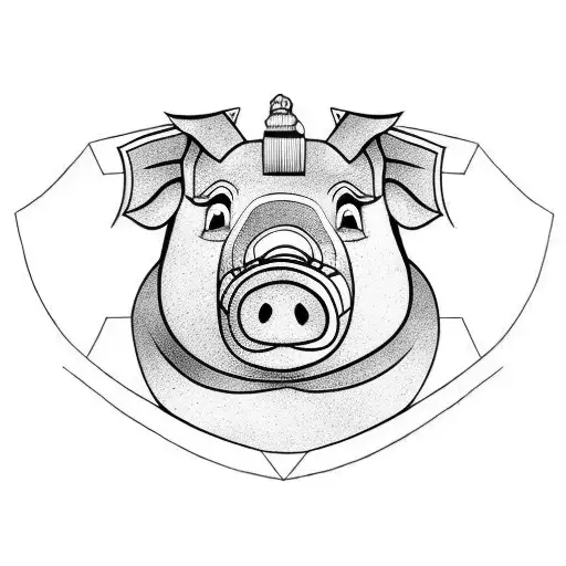 pig with axe tattoo design idea