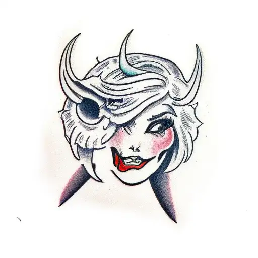 devil girl tattoo design idea