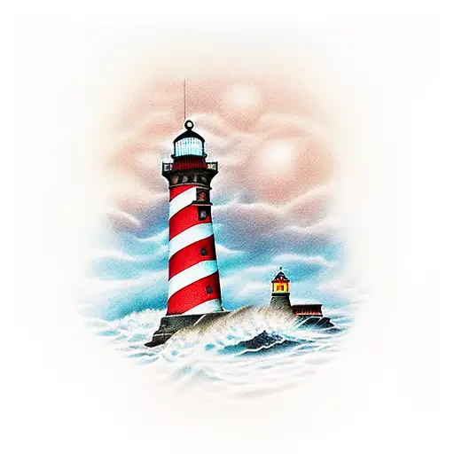 Lighthouse with light will guide you home tattoo design idea