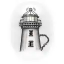 Lighthouse with light will guide you home tattoo design idea