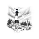 Lighthouse with light will guide you home tattoo design idea