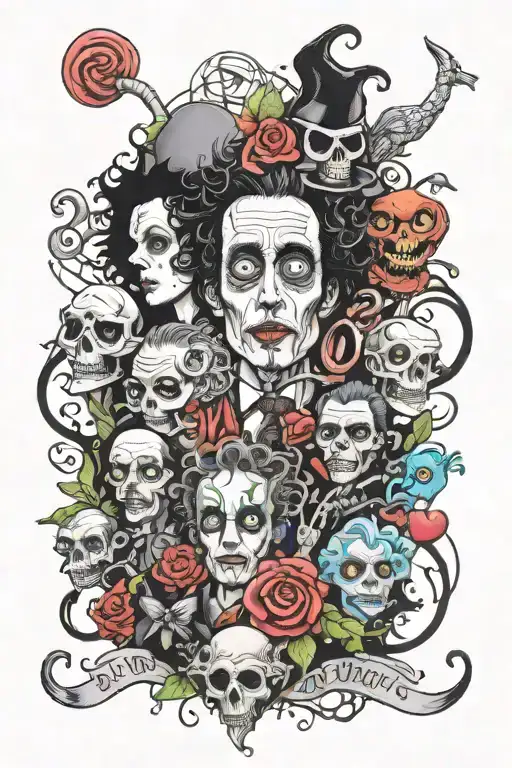 Tim Burton tattoo collage tattoo design idea