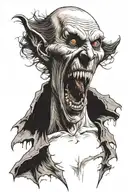 vampire with fangs and blood tattoo design idea