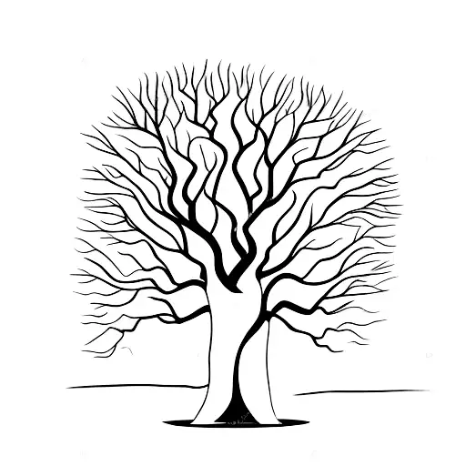 ash tree at the bottom turning into olive tree at the top tattoo design idea