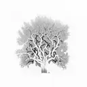 ash tree at the bottom turning into olive tree at the top tattoo design idea