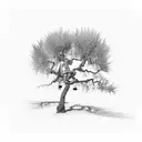 ash tree at the bottom turning into olive tree at the top tattoo design idea