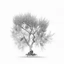 ash tree at the bottom turning into olive tree at the top tattoo design idea