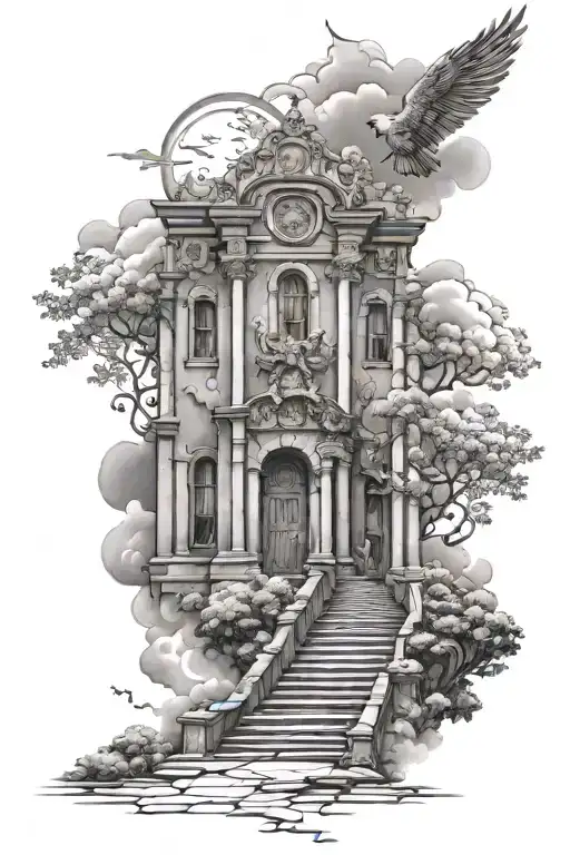 gates stairs going into heaven tattoo design idea