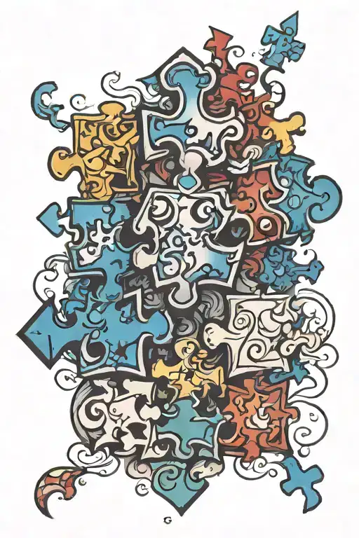 Autism puzzle pieces tattoo design idea