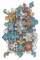 Autism puzzle pieces tattoo design idea