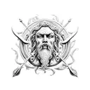 Poseidon with trident tattoo design idea