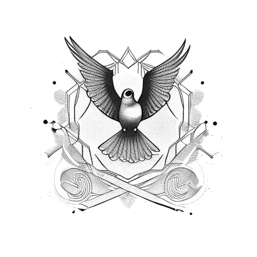Bird with patience letters  tattoo design idea