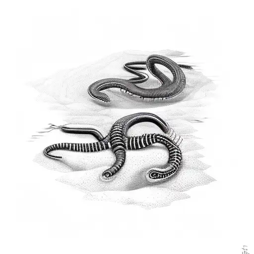 centipede crawling on chains tattoo design idea