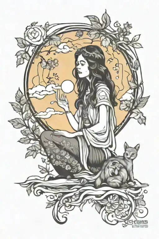 boy mom hippie enchanted forest moon rising tattoo design idea