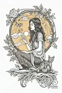 boy mom hippie enchanted forest moon rising tattoo design idea