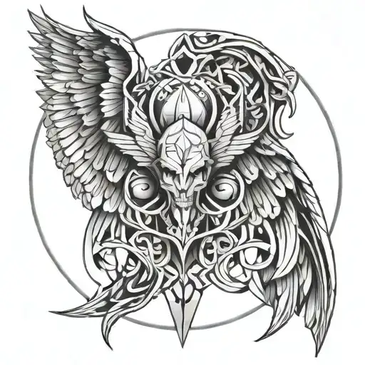 Last Lucifer Tear with a demon and angel wing attached tattoo design idea