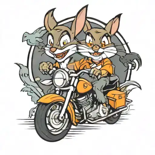 taz looney tunes with motercycle tattoo design idea