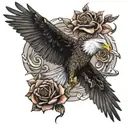 eagle with dagger and rose tattoo design idea