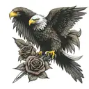 eagle with dagger and rose tattoo design idea