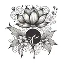 Semicolon made of lotus tattoo design idea