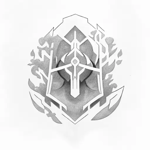 A League of Legends champion surrounded by a mystical forest tattoo design idea