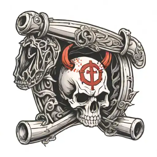 baseball, skull, horse shoe tattoo design idea